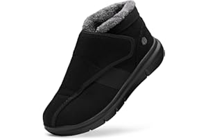 FitVille Men Extra Wide Diabetic Winter Boots, Adjustable Non-Slip Fur Lined Warm Ankle Boots, Outdoor Shoes for Swollen Feet