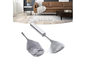 LES-THERESA Spolverino Elettrico Rotazione Automatica, 2 pezzi Spolverino retrattile da 80 cm/31 pollici, L'assorbimento statico non solleva polvere, Spolverino Elettrico Spin Duster Ricarica USB