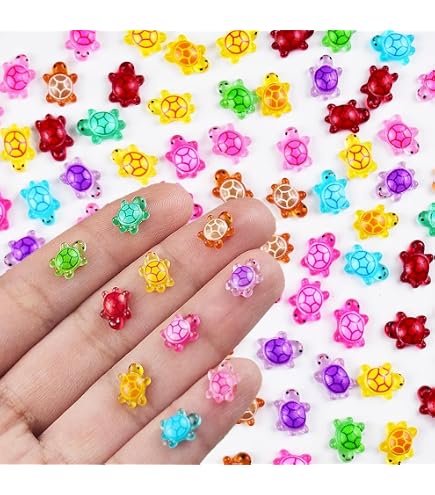 RXKFIGX 60 Pcs Mini Resin Turtles,Mini Luminous Turtles Resin,2.3cm DIY Turtle Small Figures, Resins Figure Turtles, Figure Glow In The Turtle For Garden Fish Tank Aquarium Dollhouse Decor