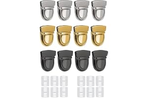 NIYATA 12Pcs Fermoir Sac a Main,Fermoir Cartable,Fermoir pour Sac à Main au Crochet avec 12 Entretoises,Attache Cartable,pour Les Sacs Faits à La Main,Durable(Or, Argent et Noir)