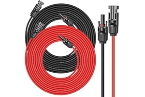 Elecoutek Solar Cable 6mm² 49.2FT Solar Panel Extension Cable with Solar Connectors IP67 Waterproof, 10AWG Solar Wire for Solar Panels, Photovoltaic, Solar Power Systems (15M Red + 15M Black)