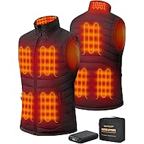 GOTOBI Gilet riscaldante da uomo con 16000 mAh, 7,4 V, 9 zone di riscaldamento, gilet riscaldabile con 3 temperature regolabili, motociclismo, ciclismo