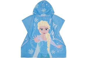 Disney Frozen, Elsa, Toalla de Baño con Capucha de Niños, Toalla de Playa de algodón Poncho Toalla Ultra Suave para niñas, 2-6 Años, Azul