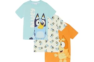 BlueY & Bingo – 3-pack – kortärmade t-shirts för barn – 100 % bomull