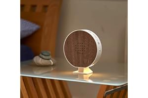 Northpoint Naturgeräuschebox Vogel Gesang Vogelzwitscher Box Echtholz unsichtbarer HF Bewegungssensor Vogelgeräusche Licht Aufladbar mit Wandhalterung Rund Nussholz