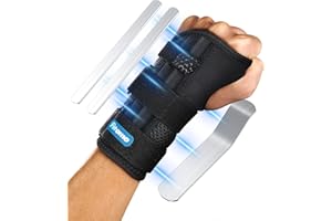 Fitomo Opaska na nadgarstek ścięgna z 3 szynami i miękkim otwarciem kciuka, szyna tunelu nadgarstka na noc, ortopedyczna opaska na nadgarstek śródręcza na zwichnięcie stawów, 1 szt