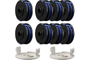 CIMSFCOR RAC123 Strimmer szpula do Ryobi z nasadką szpuli RAC122, trymer do szpuli kompatybilny z RLT4027, RLT4125, RLT5027, RLT6030, RLT5127, RLT6130-5132002670 (8 szpul) ++2 czap)