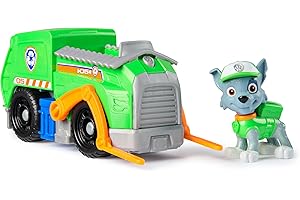 PAW PATROL Rocky-Figur mit Recycling-Truck, stabiles Basis-Fahrzeug (2025), authentisches Spielzeug zur Serie für Kinder ab 3 Jahren