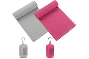 Feicuan Microfibre Cooling Towels for Golf Gym - 90 x 30 cm / 31.5 x 11.8 Inches Ice Towel Quick Drying Compact with Silicone Storage Absorbent Holder for Beach, Yoga, Sports, Camping, Hiking