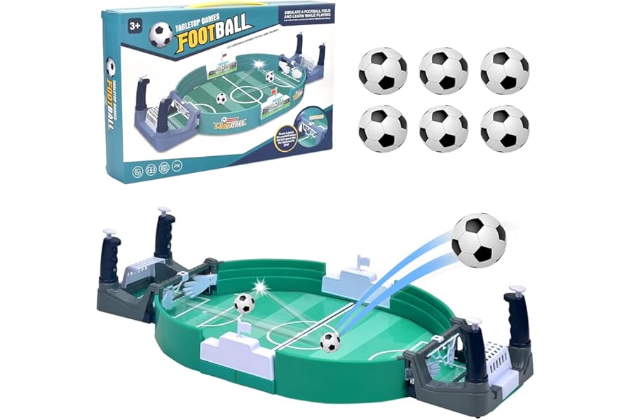 xinrongda Tabletop Football Games, Mini Table Soccer with 6 Footballs, Football Gifts for Boys, Family Indoor Interactive Game, Christmas Birthday Party Toys for Kids and Adults