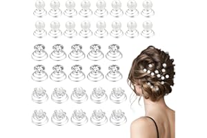 Tucnoeu Haarschmuck Hochzeit, 60pcs Braut Haarschmuck Silber mit Strass und Perlen, Haarspiralen für Damen und Frauen