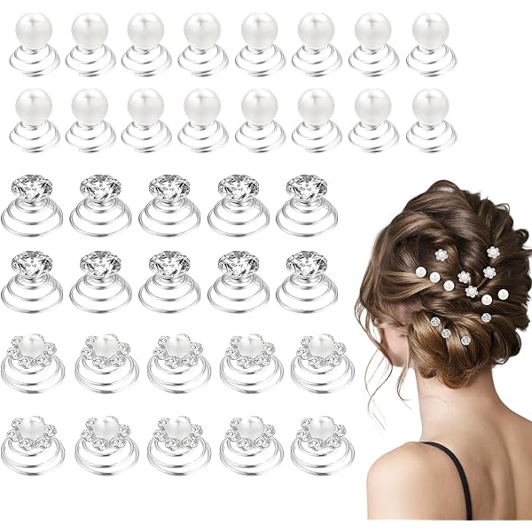12 Strass-Spiral-Haarnadeln – Silberfarben, Für Hochzeit, Party & Festliche Frisuren