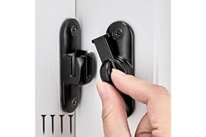 GUOYOU Verrou Porte Coulissante,90/180 Degrés Serrure Porte Interieure Avec Vis Loquet Portes Crochet Portes Fermeture Coulissante Loquet Coulissante,pour Fenêtre Chambre Salle Bain Noir