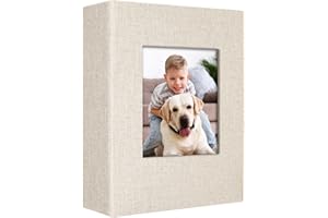 Vienrose 4x6 Photo Album for Photos Linen Cover Black Pages Photo Book Large Capacity Picture Albums for Valentine Wedding Christmas Birthday (Beige, 100 pockets)