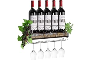 ‎BOMCLAP Bomclap Weinregal mit Glashalter Wandmontage Bronze Weinhalter Wand Bar Weinflaschenhalter Wand Weinregal Hängend Wand für Küche, Esszimmer, Bar, Wohn-und Küchendekor