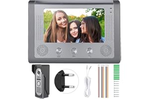 EIMSOAH Moniteur LCD TFT de 7 Pouces, Interphone Vidéo Filaire à Vision Nocturne, Sonnette de Porte, étanche IP55, 110-240V (Réglementation européenne (110-240V))