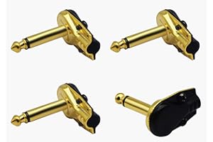 zdyCGTime Lot de 4 connecteurs à Angle Droit pour Haut-Parleur, câble de Brassage, Serpents plaqués Or mâle 6,35 mm