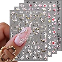 Stickers Autocollants Pour Nail Art - Motifs Cœurs Et Fleurs