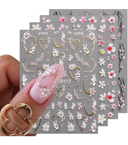 JMEOWIO Marmor French Tip Nagelsticker – 8 Blatt Selbstklebend, Für Nageldesign