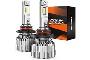 SEALIGHT Bombilla 9005 LED,HB3 22000LM 6500K Blanco 500% Brillo, Tamaño Mini 1:1, No Requiere Adaptador Auto Vehicle, Sustitución Halógeno Luz Alta/Baja, Plug and Play, IP67, Pack de 2