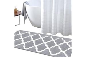 Pauwer 60 x 150 cm Tapis de Bain Moelleux en Microfibre, Tapis Sortie de Bain Absorbant Antidérapant , Tapis Salle de Toilette Tapis de Couloir Lavable en Machine pour Chambre Salon Cuisine