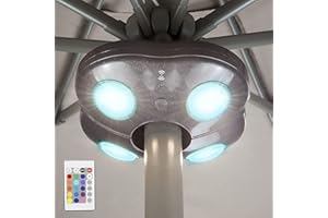 HONWELL LED Parasol Umbrella Lights Cantilever Parasol Lights 5 Level Dimmable Garden Parasol Umbrella Light Battery Operated with 16 Color Changing and Remote Control Outdoor Patio Atmosphere Light