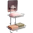 DK Creation Wall Mounted Double Layer soap Dish Holder Stainless Steel Wall Hanging Soap Storage Rack for Kitchen Bathroom-with Self Adhesive Magic Sticker(Silver)