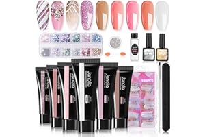 ‎JANOLIA Janolia Nagelverlängerung Kit für Nägel, Gel Builder Nails Starter Set für Nageldesign mit 15ml * 6 Farben Nagelverlängerungsgel, Base Coat, Top Coat, Sehr Gut Geeignet für Anfänger
