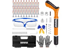 SOFOFUX Manual Mini Nail Gun Kit with 150Pcs Nails, 5 Gears Adjustable Manual Air Nailer, Concrete Nail Gun for Ceiling/Wire Hider/Fixture Install Nail Shooting Machine Fastener Tools (Orange)