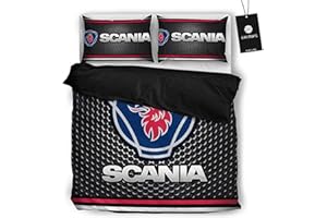 SPONYBORTY Set copripiumino in tre pezzi, morbido e traspirante, biancheria da letto in microfibra stampata in 3D Sca-Nia + 2 federe Ghette/B / 135x200cm