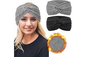 DRESHOW Femmes Chaud Tricoté Bandeau Hiver Oreille Plus Chaud Crochet Tête Enveloppe épais Polaire Doublure Cheveux Bandes pour Femme