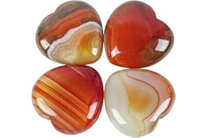 Lovionus89 25mm Herz Liebe Kristall und Heilsteine Geschnitzte Chakra Reiki Balancing Energie Stein für Schmuck Herstellung, Streifen Achat