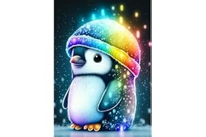 AIRDEA Pingüino Colorido Nieve de Invierno DIY 5D Diamond Painting Manualidades Kit para Principiantes, Cuadro Pintar con Numeros para Adultos, Decoracion Pared Salon, Regalos para Amigos 30x40cm