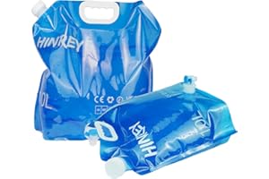 hinrey Tanica per acqua pieghevole, 10 l, 2 pezzi, contenitore per acqua potabile con rubinetto e maniglia per campeggio, escursioni, picnic, emergenza