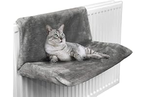 Ossian Deluxe Cat Radiator Bed – Cosy Hanging Hammock Style Home Cradle for Small Pets Kitten Puppy Dog made from Soft Machine Washable Faux Fur with Strong and Durable Folding Steel Frame (Grey)
