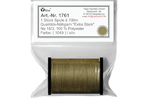 YLINE 1 unidad Bobina da 100 m impulsfoto - macchina filo, extra forte, Colori-Nr,1049 Verde, Ne 16/3, 100% poliéster per la macchina per cucire filo, 1761