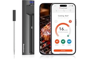 Meatmeet Pro WiFi & Bluetooth Wireless Meat Thermometer, Smart APP Monitoring with Timer and Alarm, Unlimited Range, IP67 Waterproof, Meat Thermometer Probe for BBQ, Grill, Oven, Air Fryers, Kitchen