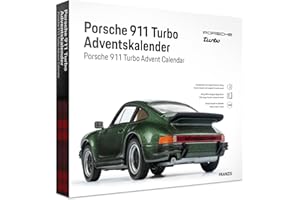 FRANZIS 67233 – Porsche 911 Turbo kalendarz adwentowy – zestaw modelarski w skali 1:43, w zestawie moduł dźwiękowy i 52-stronicowa książka towarzysząca