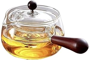 BEAHING Théière avec infuseur, 580 ml / 19,6 oz en verre borosilicaté théière avec un théâtre rotatif à 360 °, feuille de fleuris