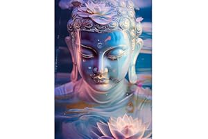 DAERLE Peinture Diamant Adulte, Bouddha Diamond Painting Complet 5D Statue de Bouddha Diamant Kit Enfants, Diamant Strass Point de Croix Cristal Painting pour Murale Décoration 30x40cm