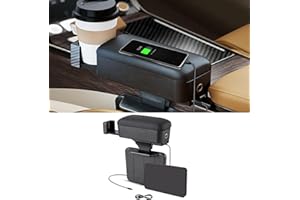 Rupse Car Armrest, Arm Rest for Car, Car Center Console Car Arm Rest with Cup Holder, Adjustable Armrest Storage Box, Car Seat Gap Filling Storage Box, Elbow and Forearm Wrist Support