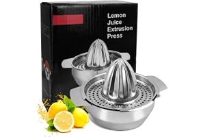 OVBOVA 450ml Citronpress i rostfritt stål – Manuell saftpress för citroner, lime och apelsiner med uppsamlingsbehållare, disk