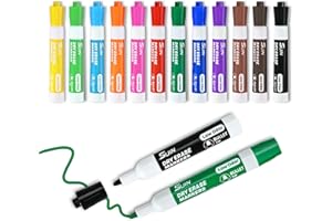 SUIN 12 Stylos pour Tableau Blanc Vivement Colorés, Marqueurs Effaçables à Sec Assortis avec Pointe Conique Moyenne, Marqueurs pour Tableau Blanc à Encre à Faible Odeur pour Sessions Créatives au