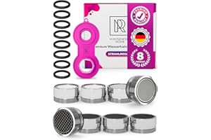 M. ROSENFELD HOME Aeratore Rubinetto M24 per Cucina e Bagno (8 Pezzi) - Filtrare e Risparmiare Acqua con High-Tech Rompigetto Rubinetto - Flusso d'acqua 5 Liters/m - Anticalcare Filtri per Rubinetti