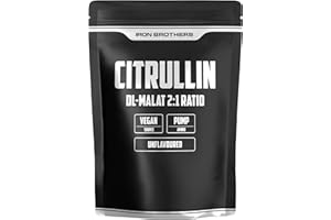 ‎IRON BROTHERS Citrullin Malat Pulver von Iron Brothers – 500g Beutel - Vegan - Pump Pre Workout Booster Aminosäure im Premium 2:1 Verhältnis, stärkerer Wirkstoffgehalt als normale Malate, Geschmacksneutral