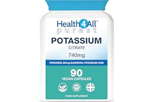 Health4All Potassium Citrate 740mg per Capsule 90 Capsules, Purest High Elemental K+ Ions, Vegan Electrolyte Supplement for Normal Blood Pressure & Muscle Function (not Tablets) | Made in UK