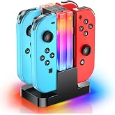 Wenocally Switch-Controller-Şarj İstasyonu, Nintendo Switch ile uyumlu, Joy-Con ve OLED Model Denetleyicisi ile 6 RGB Işık Mo