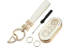 X AUTOHAUX Remote Keyless Key Fob Cover Kit for Fiat 500, 3 Button White