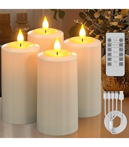 Lights4fun TruGlow® Bougie Pilier LED En Cire Véritable, 20