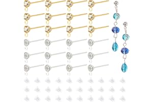PH PandaHall 120 orecchini con strass posts con anello e 200 orecchini posteriori in ottone sicuri orecchini a perno per la creazione di gioielli fai da te oro e argento